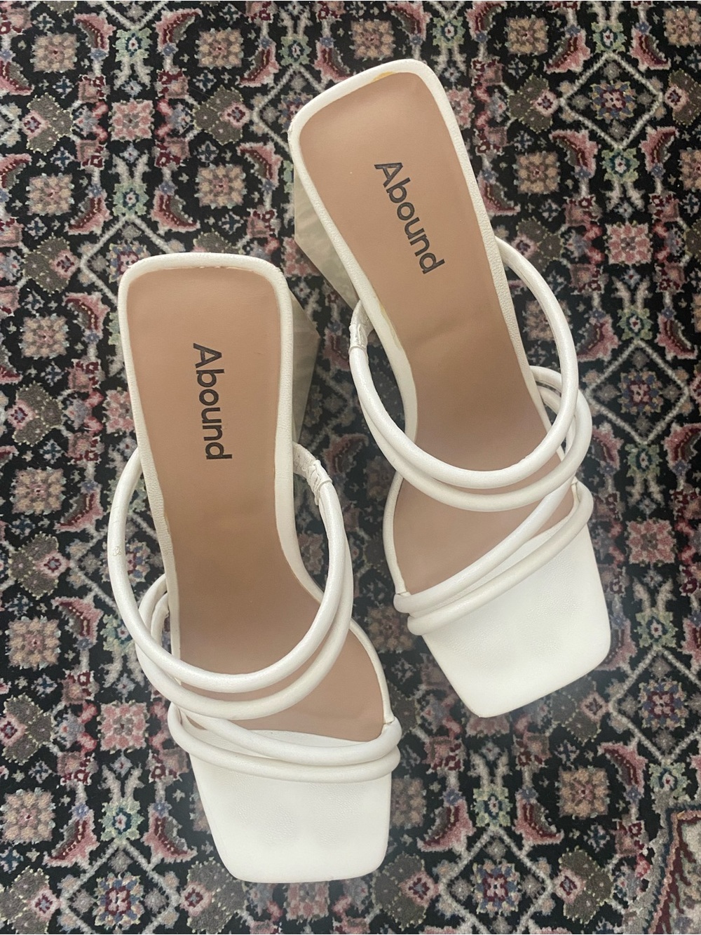 Abound White Square-Toe Slide Heels
